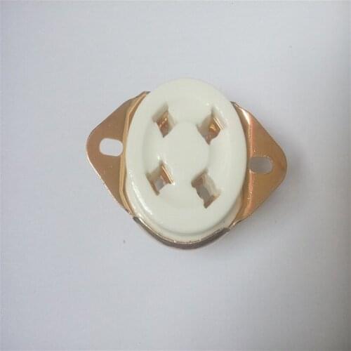 4pcs ceramic tube socket 4 pin tube socket GZC4-21-G golden foot for 300B/811/2A3