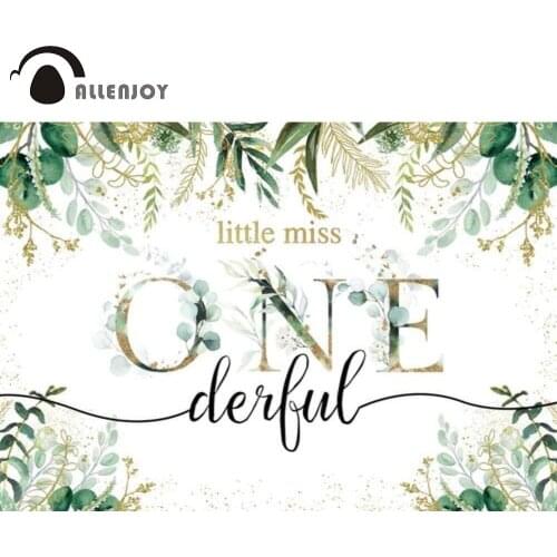 Allenjoy Girl Onederful 1st Birthday Party Baby Shower Safari Background Photozone 1 Year Gold Dots Leaves Photography Backdrop