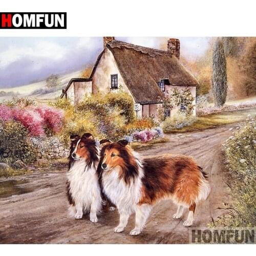 HOMFUN Full Square/Round Drill 5D DIY Diamond Painting "Animal dog" 3D Embroidery Cross Stitch 5D Home Decor A13472