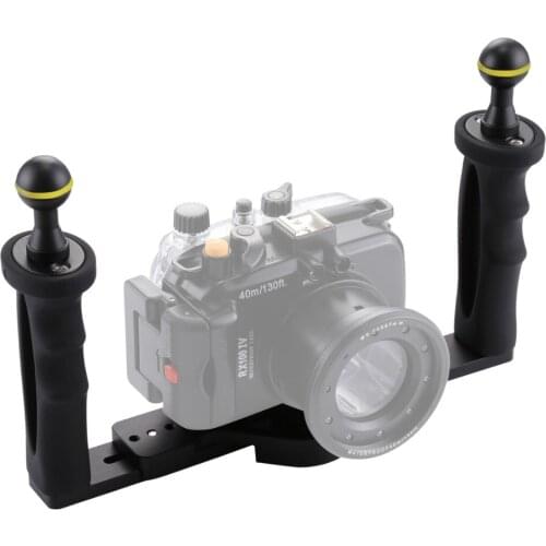 Dual Handle Aluminium Tray Stabilizer Rig for Underwater Camera Housing Case Diving Camera Tray Mount for GoPro Smartphone