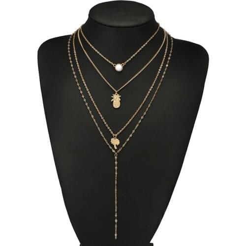 Pineapple Coconut Pendant Multilayer Bohemian Fashion Necklace