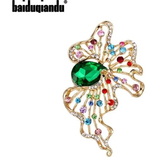 Baiduqiandu New Arrival Colorful Crystal Rhinestones Unique Shape Statement Brooches