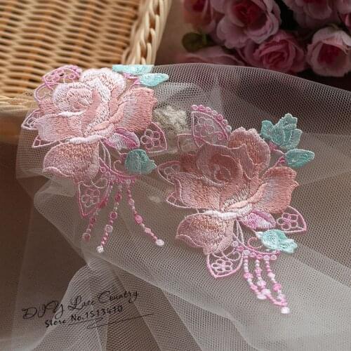 Free shipping Size-14*9cm(6piece/lot) Embroidered Polyester Lace Applique Sewing Patch for Collar~Beautiful