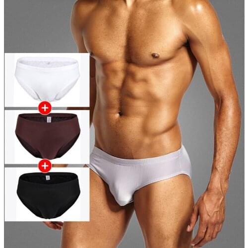 Seamless Ice Silk Sexy Briefs Mens Underwear Bugle Pouch Panties Cuecas Underpants Slip Homme Underwear Tanga Bikini Plus Size
