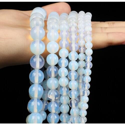 Natural Stone Beads Smooth Opal Round Loose Spacer Beads For Jewelry Making Needlework Bracelets DIY Accessories 4/6/8/10/12MM