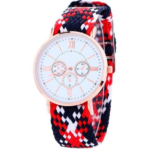 Gnova Platinum Knit Braided Ethnic Roman Numbers Watch Women Casual Rose Golden Dial Wristwatch Fashion Woman Girls Teen Fancy
