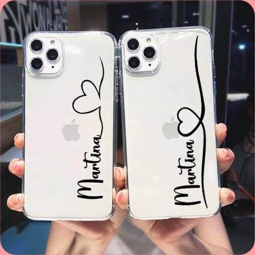 Custom Name Love Balloon Phone Case For iphone SE 2020 7 8 Plus X XR XS Max 11 Pro 12 Mini MAX Soft Silicone Phone Case Boy Girl
