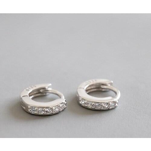 Zircon Earrings S925 Silver Color Earrings Simple Personality Mini Micro Inlay Earrings Student Silver Color Lady Jewelry Gift