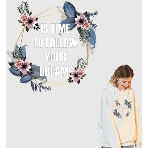 Colorful Flower Applique On Clothes DIY Women T-shirt Washable Ironing Sticker Fashion letter Decoration Accessory Patches Y-237