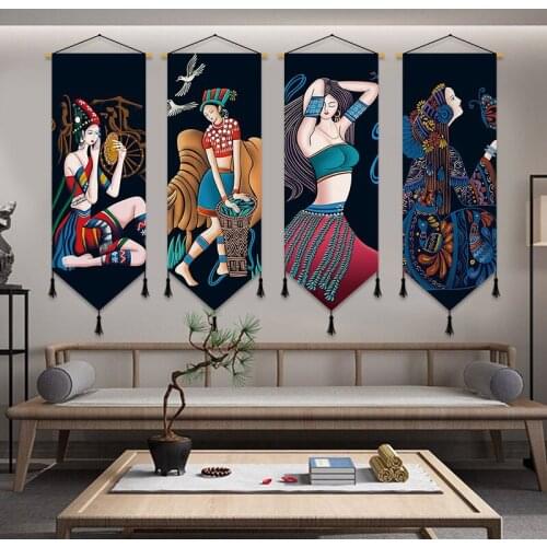 Homestay Decoration National Style Hanging Cloth Tapestry Wall Hanging Wall Decoration Painting Bedroom Fabric Hanging Painting