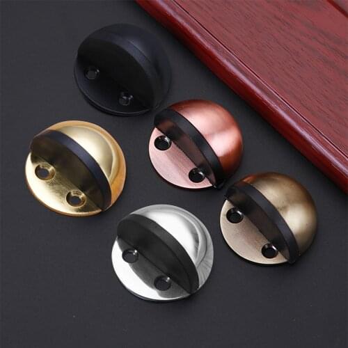 Stainless Steel Door Rubber Bumper Catch Hardware Floor Mounted Nail-free Hidden Non Punching Sticker Stopper Holder Hardware