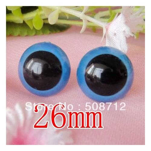 Fress ship!!!100pcs/lot 26mm blue color pupil toy eyes/ safety eyes with PLASTIC lock-washers/Doll toy doll eyes