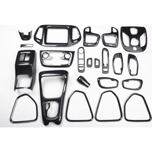 Carbon fiber black Car Inner Window lift Steering wheel Door Armrest Reading light Cover Trim Strips Fit For Jeep Compass 2017