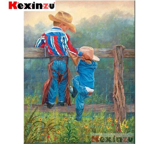 Kexinzu Full 5D DIY Square/Round Drill Diamond Painting "Fence" 3D Embroidery Cross Stitch Childrens handmade fun Decor Gift K