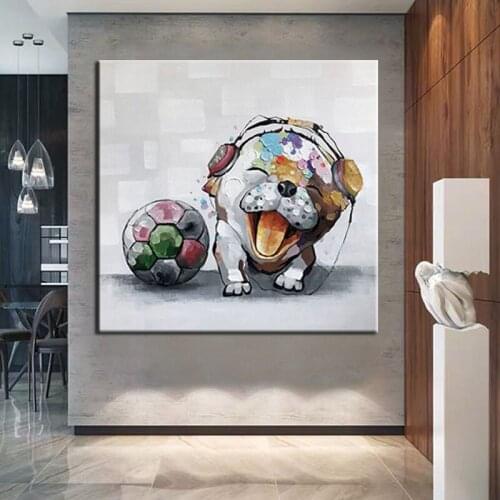 100% Hand Painted Hand Made Lovely Puppy Abstract Animal Oil Painting Home Decoration Modern Canvas Wall Pictures No Framed