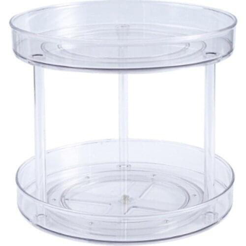 Seasoning Storage Box Spice Rack Transparent Cosmetic PET Kitchen Single And Double Layer Rotating Shelf