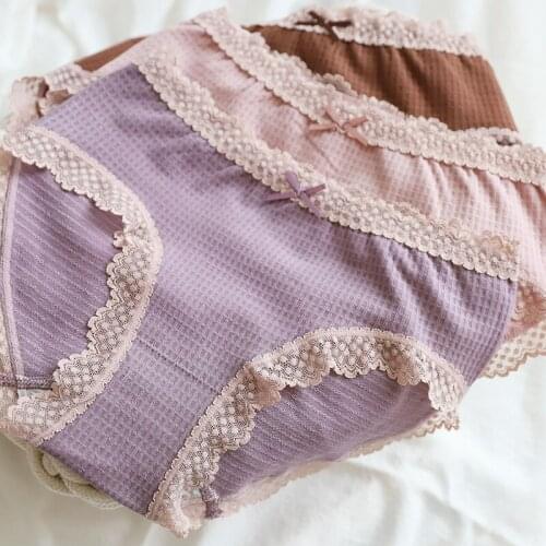 Lace Panty Plaid Women Underwear Comfort Fashion Panties Skin-friendly Women Sexy Middle-Rise Lingerie Wholesale Lots Bulk 2020