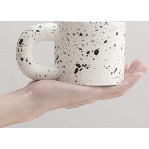 Personalized Mug With Fat Handle Splash-ink White Cream Porcelain Coffee Tea Milk Cup Kitchen Home Drinkware Ceramic Couple Mugs