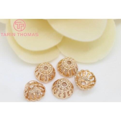 10PCS 10x6MM 24K Champagne Gold Color Plated Brass Beads Caps High Quality Diy Jewelry Accessories
