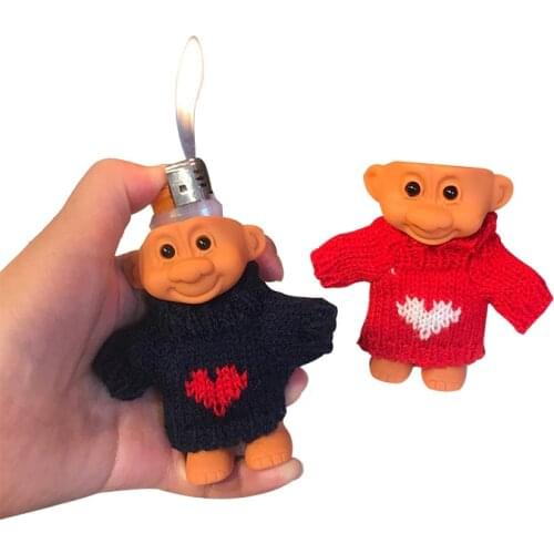 Cute Troll Doll Lighter Case Holder Silicone Lighter Sleeves Kawaii Catoon Lighter Covers Smoking Accessory(Lighter Not Include)