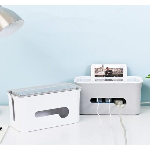 1PC Multi-function Plug Storage Box Desktop Power Cord Plug-in Board Charger Computer Anti-dust Plastic Container QA 141