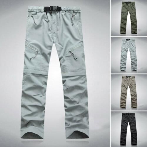 Mens Quick Dry Hiking Fishing Pants Zip Off Leg Casual Cargo Trousers Outdoor