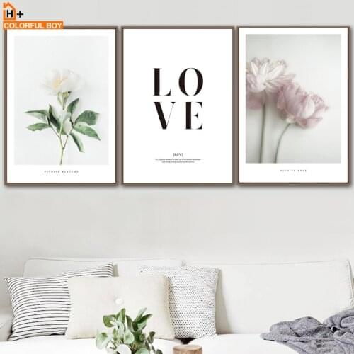 COLORFULBOY Wall Art Print Quotes Flower Nordic Posters And Prints Canvas Painting Wall Pictures For Living Room Decor