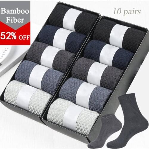10 Pairs/Lot 2pairs 2021 Hot Autumn Long Short Black Casual Male Business Mans Sock Gifts Plus Size 39-45 Bamboo Fiber Socks