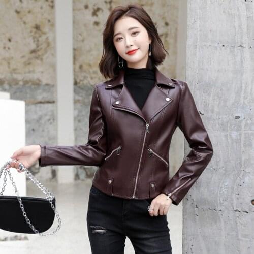 New Autumn Women Pu Leather Motor Biker Jackets 5XL Faux Sheepskin Jackets Zipper Short Basic Coat Female Punk Bomber Outerwear