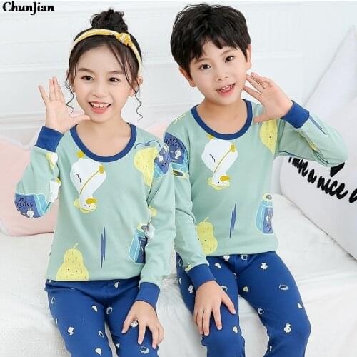 Boys Girls Long Sleeve Cotton Pajama Sets Childrens Pyjamas Baby Sleepwear Toddler Girls Pijamas Girls Pyjamas Kids for 2-14T