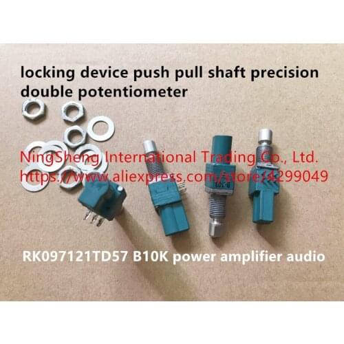 Original new 100% locking device push pull shaft precision double potentiometer RK097121TD57 B10K power amplifier audio SWITCH