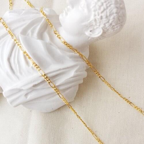 Women and Men Real Gold Over 925 Sterling Silver Figaro Curban Chain Necklace 16-1/2 Inches Long