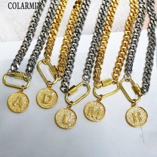 8 Strands Round letters charms Punk necklace for women 26 alphabets jewelry not fade color metal Gold & White necklace 9708