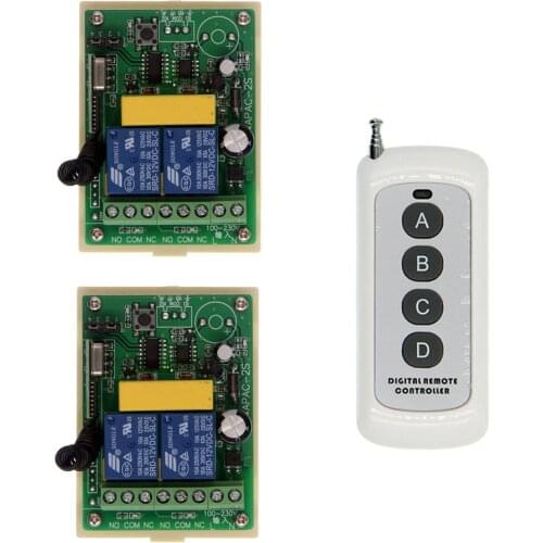 AC 110V -220V 2 CH Relay Switch NC NO COM RF Wireless Remote Switch ASK Smart Home 2CH Receiver 4CH Transmitter Relay