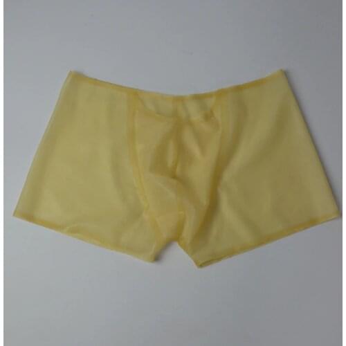 Sexy male transparent latex shorts rubber underwear underpants with codpiece and penis hole latex shorts pants