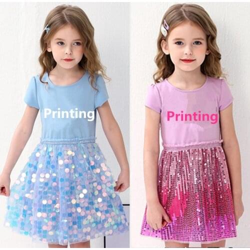 Girls Dress Princess Costume Summer Kids Dress for Girls Printing Gauze Party Clothes Children Clothing Short Sleeve Dress