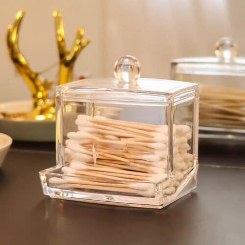 Transparent Cotton Swab Box Desktop Dustproof Storage Box With Lid Storage Box Cosmetic Box Jewelry Box Toothpick Box