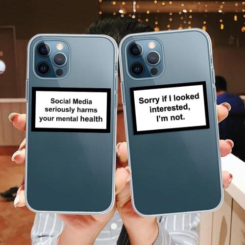Clear Text Social Media Phone Case For iPhone 12 Pro Max Cases For iPhone SE 2020 5S 6S 7 8 Plus 11 XS Pro Max XR Fundas Cover