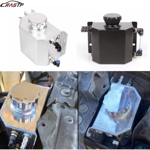 RASTP- Universal 1L Aluminum Oil Catch Can Reservoir Tank With Drain Plug Breather Oil Tank Fuel Tank RS-OCC037