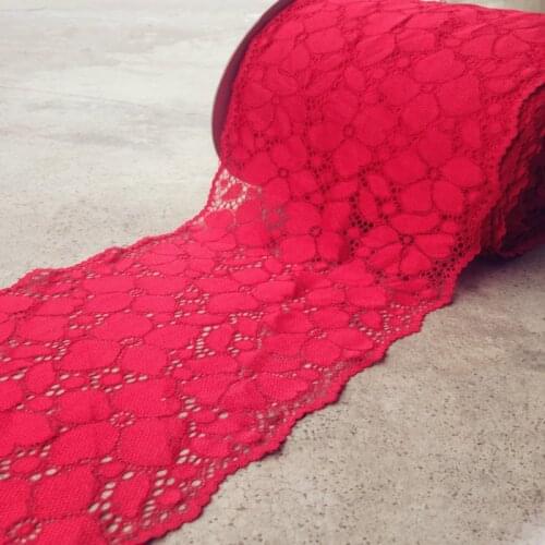 Width 23cm Red Elastic Lace Fabric,DIY Garment Accessories Dress Lace