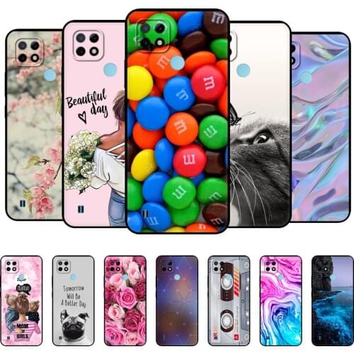 For Realme C21 Case Silicon Back For OPPO RealmeC21 C 21 Phone Cover 6.5" Funda RMX3201 Bumper Capa Etui Soft black tpu case