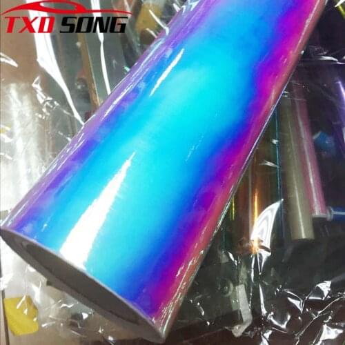 Premium Rainbow Purple Pink Rainbow Chrome Vinyl Wrap Sticker Rainbow Vinyl Film Bubble Free For Car Wrapping