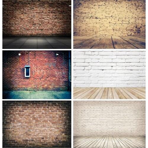 SHENGYONGBAO Vinyl Custom Vintage Brick Wall Wooden Floor Photography Backdrops Photo Background Studio Prop 21712 YXZQ-883
