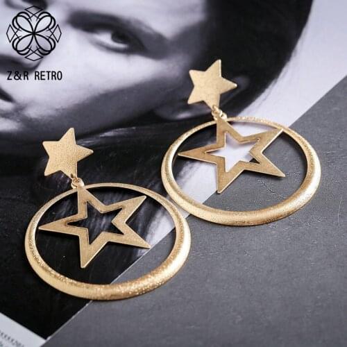 Vintage Hanging Star Drop Earrings for Women Suspension Trend Pendientes Decorative Jewelry brinco Pendant Accessories oorbellen