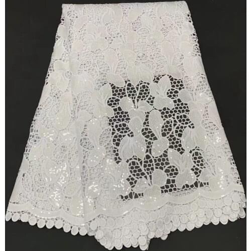 High Quality African Embroidery Lace Fabric 100% Cotton Pure White Nigerian Switzerland 5Y For Wedding Dress