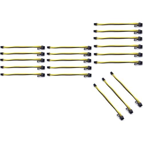 6 Pin Male to 8(6+2) Pin Male PCIe Adapter Power Cable Server PCI Express Extension Cable 24 Inches