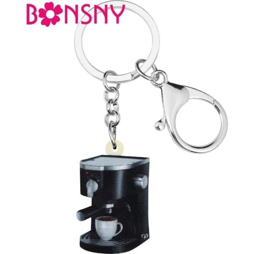Bonsny Acrylic Coffee Machine Cup Key Chains Rings Jewelry Bag Car Purse Decoration Keychains For Women Girl Teen Gift Accessory
