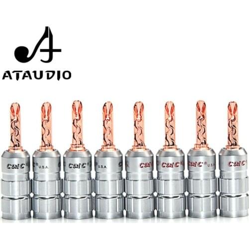 ATAUDIO Hifi CMC Red Copper Banana Plug Hi-end Banana Jack No soldering for Speaker Cable speaker binding post Improve sound