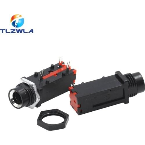 100PCS PJ-309 6.35mm Audio Jack 3Pin Stereo Audio Socket Microphone Welding Line For Microphone Socket PJ309