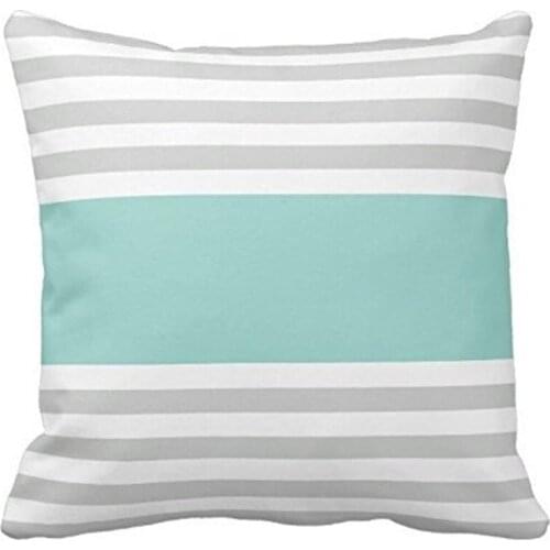 Teal Gray and White Stripes Pattern Design Throw Pillow Cover Case Home Decorative Square 18X18 Inches